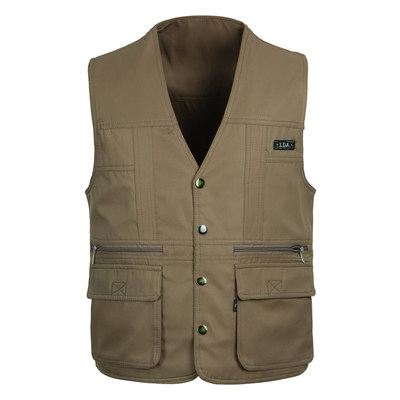 Men's wear daddy vest waistcoat middle-aged and elderly people spring and autumn thin section multi-pocket pocket volunteer vest vest