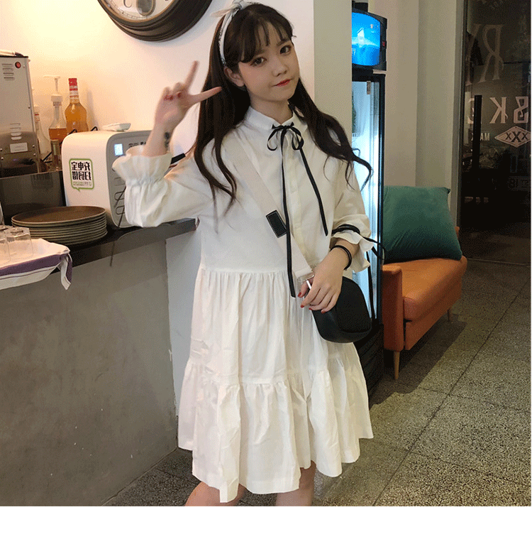 Phụ nữ size lớn 2018 thu đông phiên bản mới của Hàn Quốc khoe bụng bầu mỏng manh và khí chất dịu dàng dễ thương nhỏ nhắn tươi tắn áo sơ mi nữ đẹp 2020
