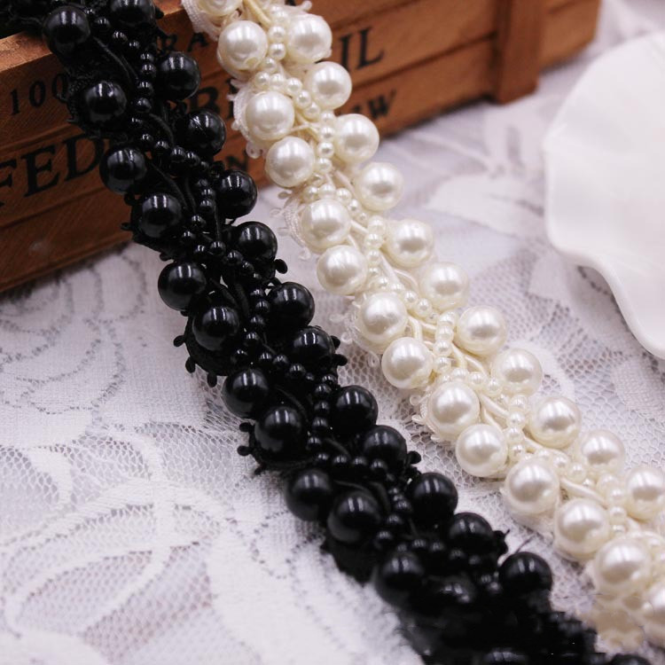 Factory Direct Sales Handmade Beaded Chanel-Style Pearl Lace Trim DIY Collar Decoration Lace Trim Clothing Accessories