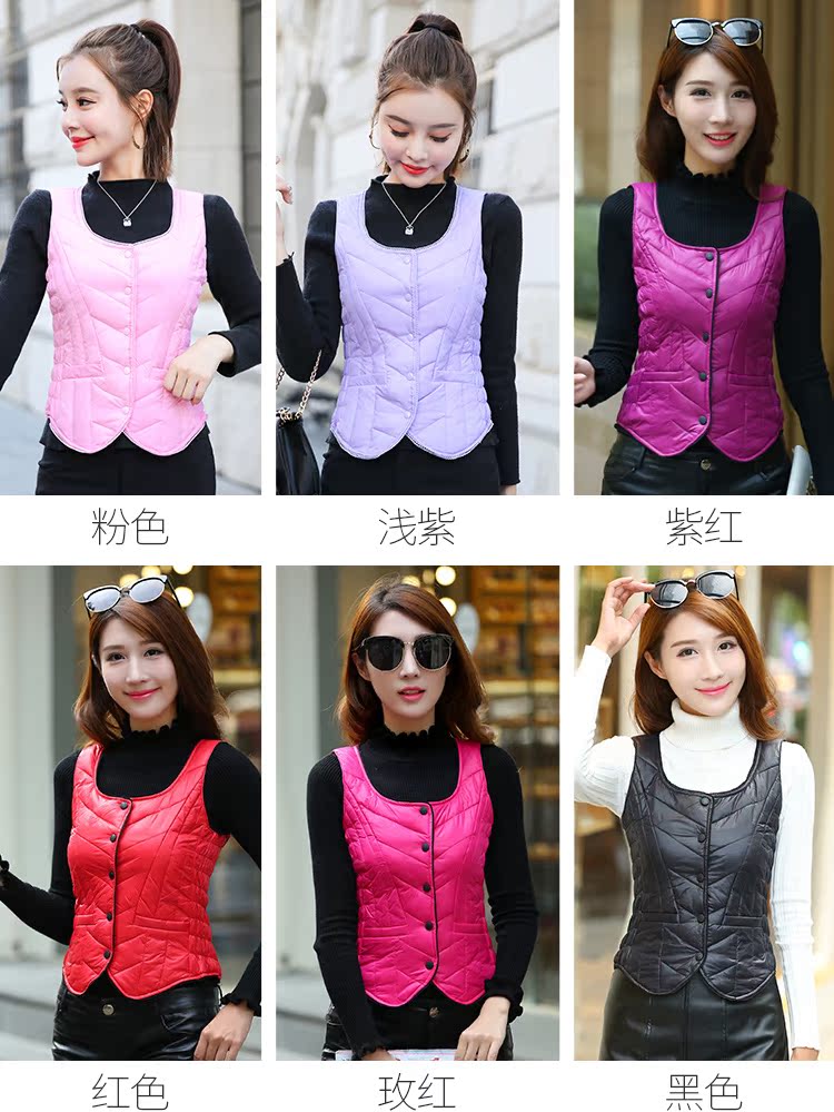 2018 mới xuống vest vest nữ mùa thu đông ngắn thời trang rắn màu lót Slim vest ấm áp vest ao gile