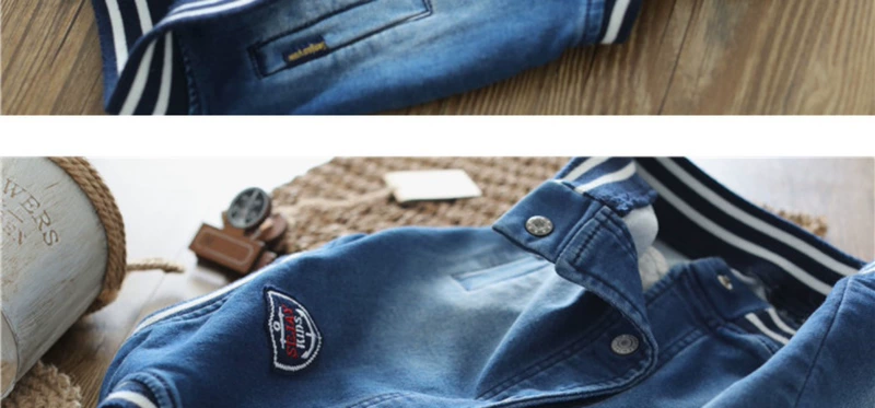 Áo khoác denim trẻ em bé trai 2017 phiên bản Hàn Quốc mới của trẻ em lớn dệt kim giả denim tất cả các kết hợp giản dị đầu cổ áo - Áo ghi lê