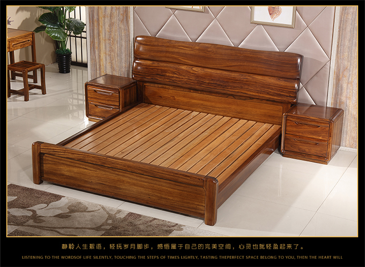 Tất cả các giường gỗ rắn của Trung Quốc nội thất phòng ngủ gỗ Phi Ugyen 1.8 cao cấp giường không khí lưu trữ hộp đôi - Giường giường 1m