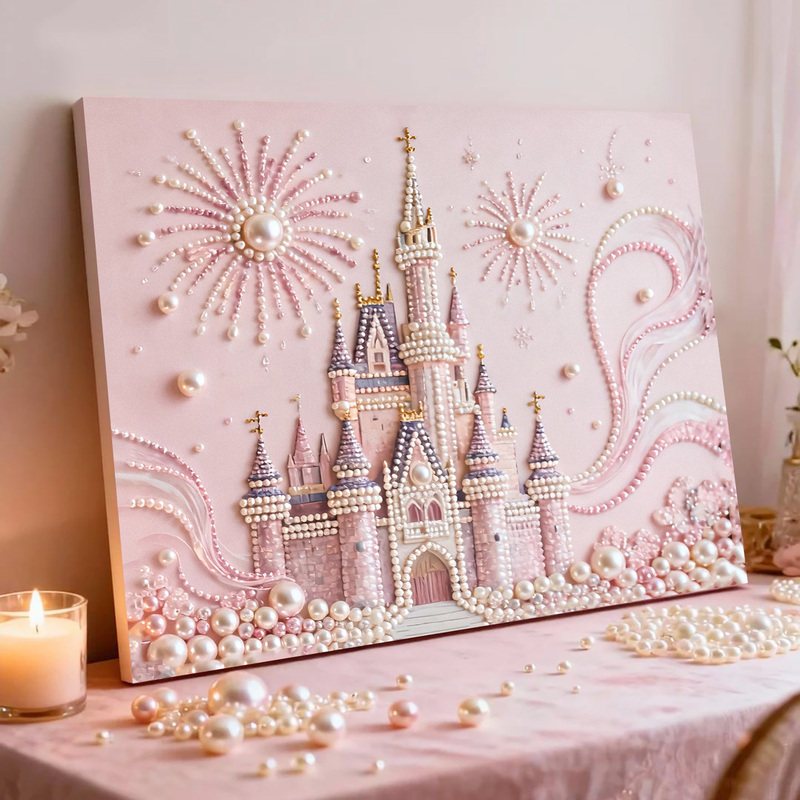 Romantic Castle DIY Pearl Painting Handmade Stress Relief Diamond Paste Painting Decorative Wall Hanging High-End Material Kit Gift