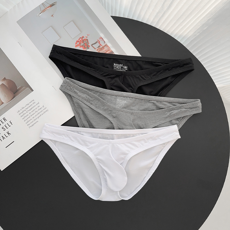 2-Pack Men's Modal Briefs, Low-Rise, Sexy, Comfortable, Solid Color, U-Convex, Thin, Breathable, Slim Fit, Trendy 2-Pack Men's Modal Briefs, Low-Rise, Sexy, Comfortable, Solid Color, U-Convex, Thin, Breathable, Slim Fit, Trendy