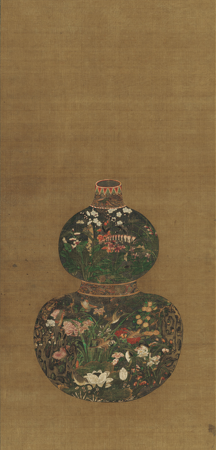Art Microspray Print Song Chen Lin Gourd Vase Country Painting Flowers Bird Silk Painting Imitation Ancient Painting Reproduction Painting Xuanguan Decorative Painting