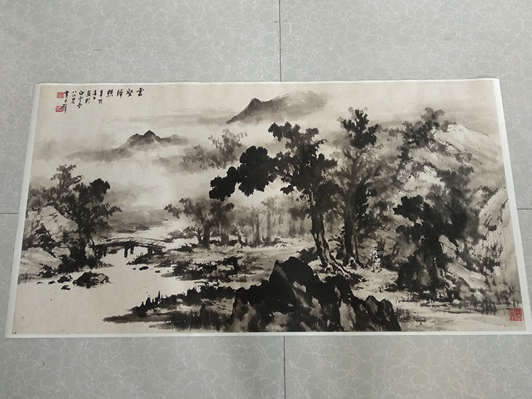 Huang Junbi Chinese painting Cloud Gully return to Qiao Tu banner landscape Rice paper copy painting High-definition micro-print print Chinese decorative painting