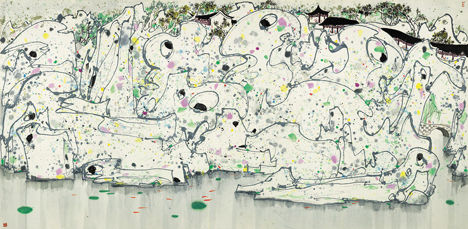 Wu Guan China Painting Lion Forest Banner Ink with Painting Prints Works Xuanwu Micro-Spray Copying Drawing Living Room Decoration