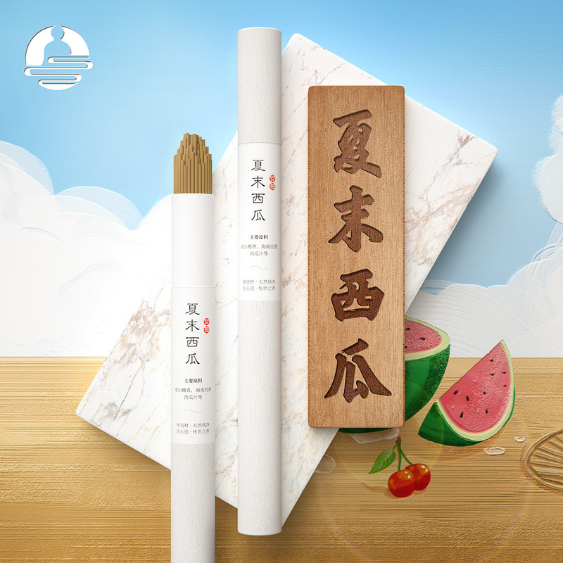 Watermelon Fruit-Scented Incense, Laoshan Sandalwood, Hainan Agarwood Blended Incense, Natural Incense for Home Use, Air Purification, Indoor Use