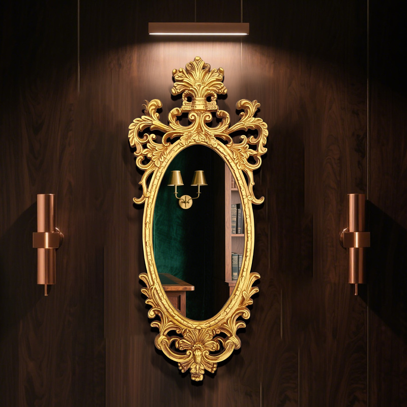 European-Style Vintage Oval Carved Picture Frame, Wall-Mountable Photo Frame, Wedding Props, Decorative Frame, Mirror Frame
