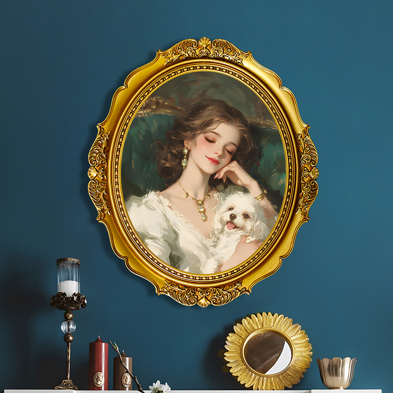 Oval Oil Painting Frame Baroque Decorative Frame European Retro Wedding Photo Frame Wedding Props Decorative Photo Frame