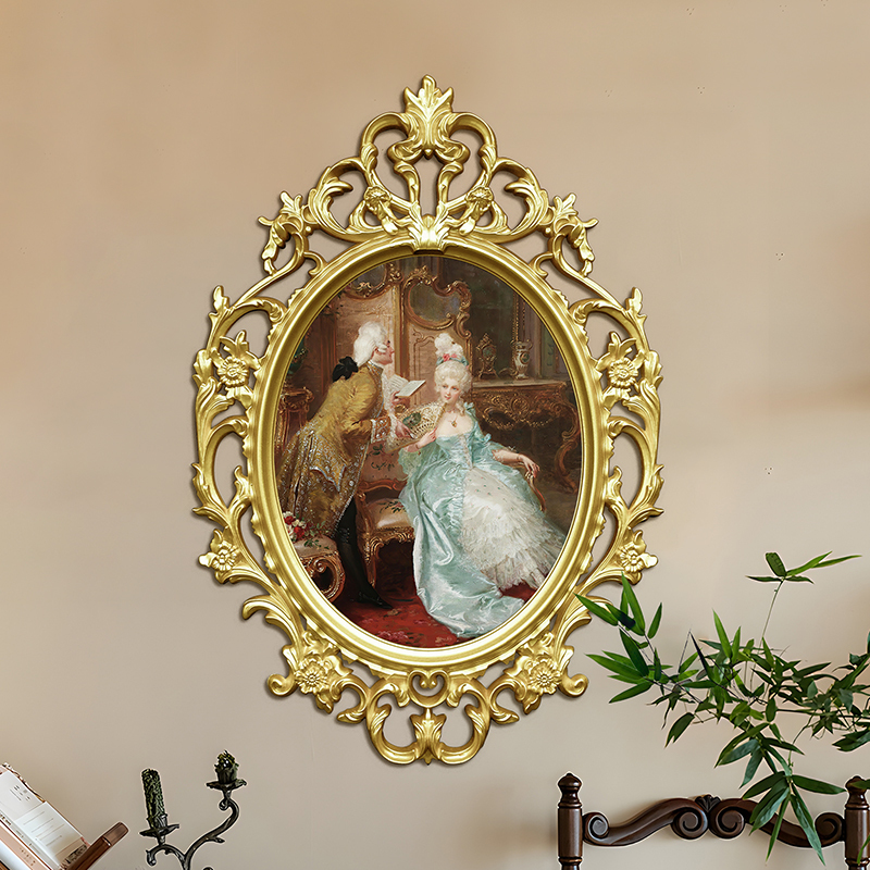 ins Vintage Decorative Frame European-Style Oval Wedding Photo Frame Wall-Mounted Carved Picture Frame Swan Matching Prop Frame
