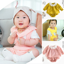 New ruffle collar summer baby girl suit Princess baby bag fart suit bib pants two-piece newborn summer dress
