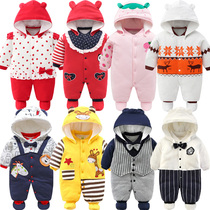 Thickened baby winter clothes go out to hold the baby girl clothespin cotton one-piece clothes Newborn 100 days full moon cotton coat