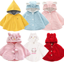 Baby cloak womens autumn and winter velvet cloak warm out windproof baby childrens clothing Male shawl princess coat