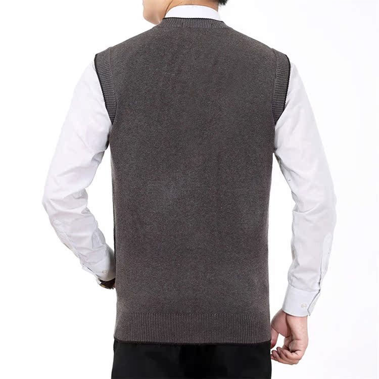 Áo vest nam trung niên mùa thu và mùa đông mới vest vest vest cha áo len trung niên áo len nam trung niên áo vest đen