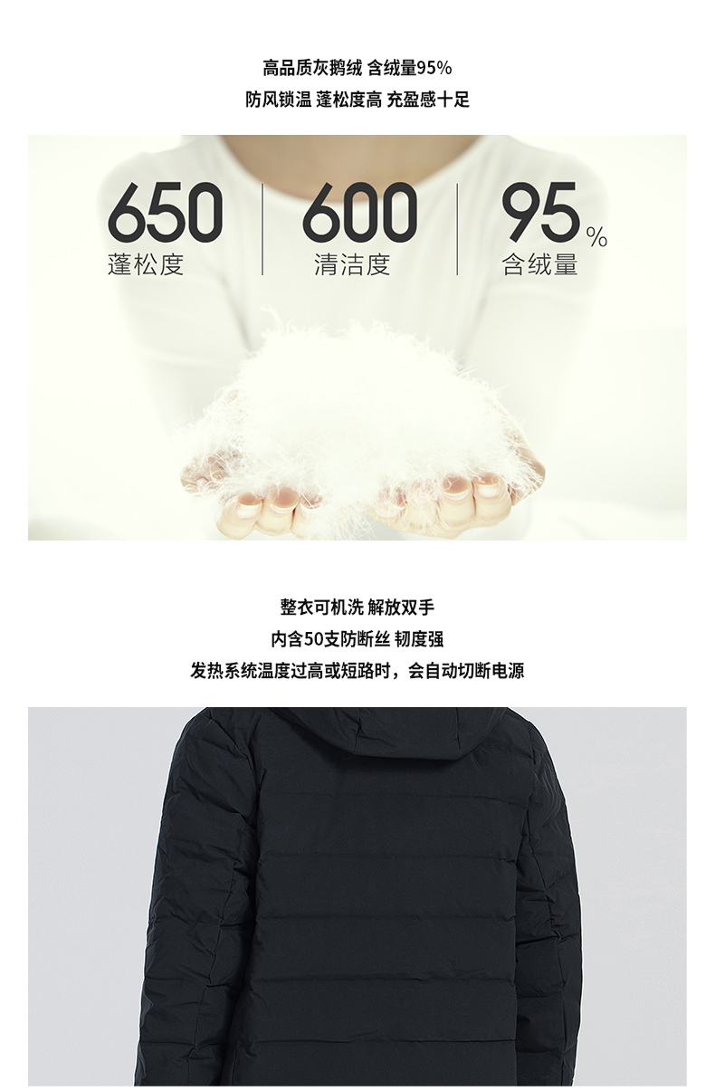 凡客诚品 智能温控黑科技 男士鹅绒羽绒服 650蓬95%鹅绒 图6