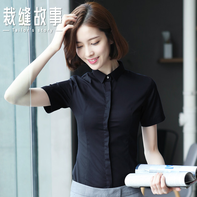 Summer small collar women's business women short-sleeved shirt women's slim ol professional women's work shirt students work clothes