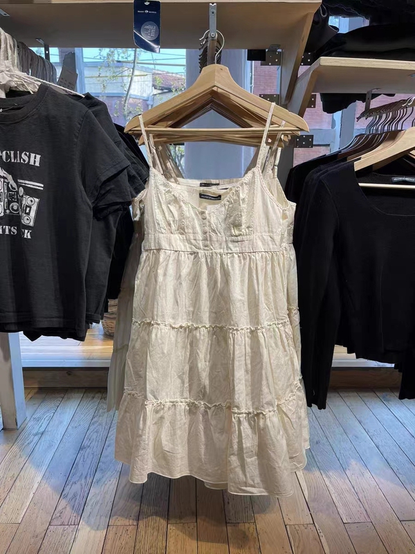 Bm Yu Shuxin's Same Style Dress Bm Summer Casual Slimming Cotton and Linen Suspender Dress Versatile Sleeveless Girl's Dress