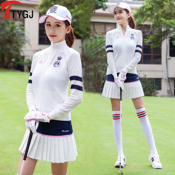 Spring and Autumn golf women's knitted cardigan long-sleeved sports thin coat small stand-up collar slim casual golf clothes