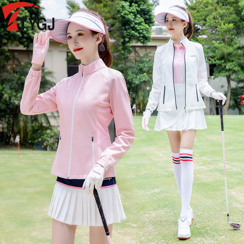 Spring and Autumn Golf Lady Long Sleeve Costume Bracket Warm-Up High-collar Sweater Windproof Sports Waterproof Sports Clothes