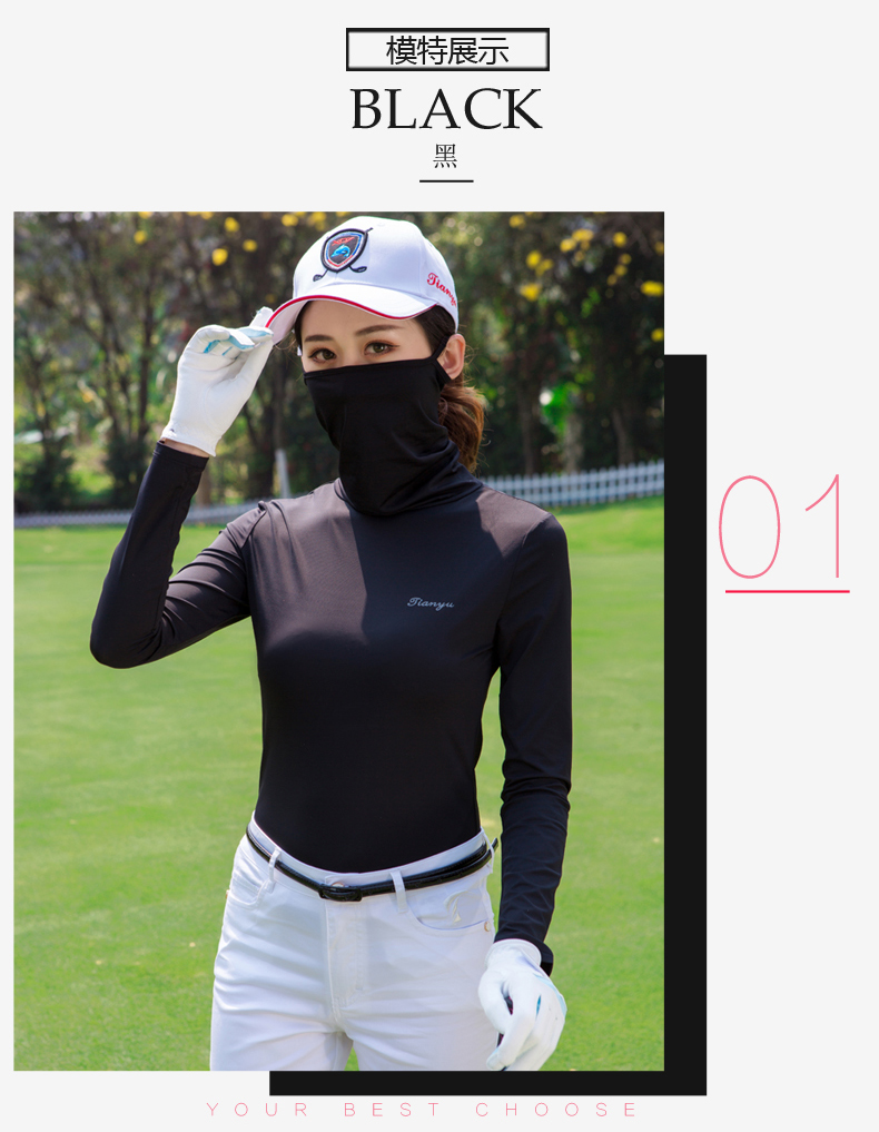 Quần áo golf mùa thu và mùa đông nữ cộng với nhung ấm áp trùm đầu chống nắng lót phụ nữ chạm đáy áo sơ mi dài tay quần áo bộ chơi golf trong nhà