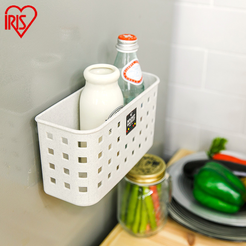IRISIRIS refrigerator sidewall magnetic kitchen storage basket Stone color magnet basket MGT strong magnetic force