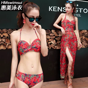 Bộ bikini ba mảnh gợi cảm nữ ba mảnh 2018 mới đồ bơi nữ lưới đỏ phiên bản Hàn Quốc của bộ đồ bơi spa mùa đông