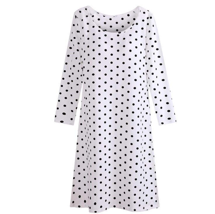 Mùa thu dài tay phụ nữ với áo ngực áo ngực áo ngủ cotton cotton mà không mặc áo ngực một chiếc váy nhà đầm ngủ dễ thương