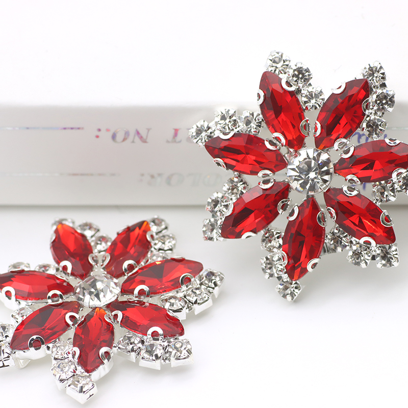 Red flower shape rhinestones hand-stitched accessories Xiuhe clothing wedding bags and other DIY jewelry decorative diamonds