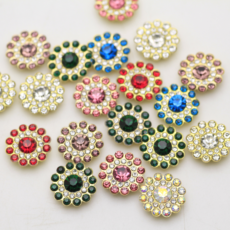 14mm color flower-shaped rhinestone hand-stitched DIY clothes shoes bag decorations glass diamond accessories