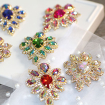 Flower-shaped color rhinestone corsage corsage neckline ornaments dance clothing applique headwear ornaments
