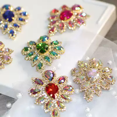 Flower type Color rhinestone corsage Neckline ornament Dance suit obeying flower headscarf Headdress ornament