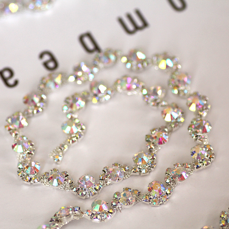 AB colour S shaped glass drilling neckline with neckline decorative drill choreography waist decorative waist chain wedding dresses decorative necklace