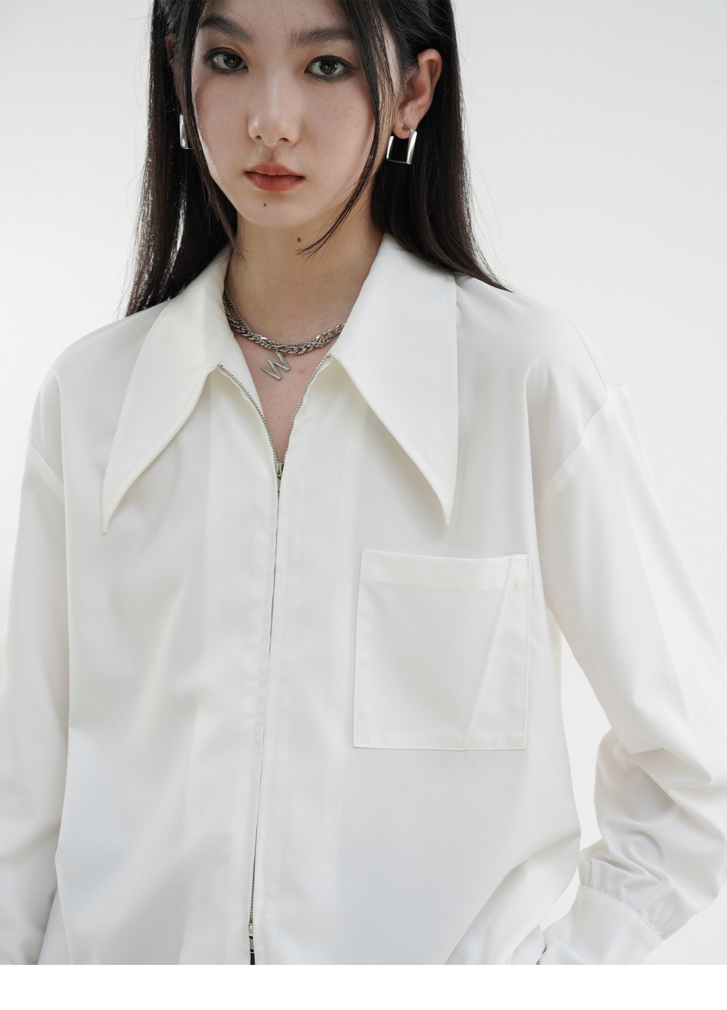 Осенняя рубашка с молнией, оверсайз, французский стиль       