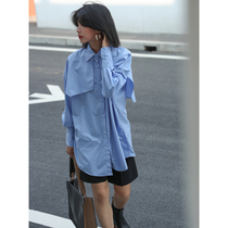 BAYUE August profile blue shirt womens design niche shirt long-sleeved autumn and winter new 2020 explosion