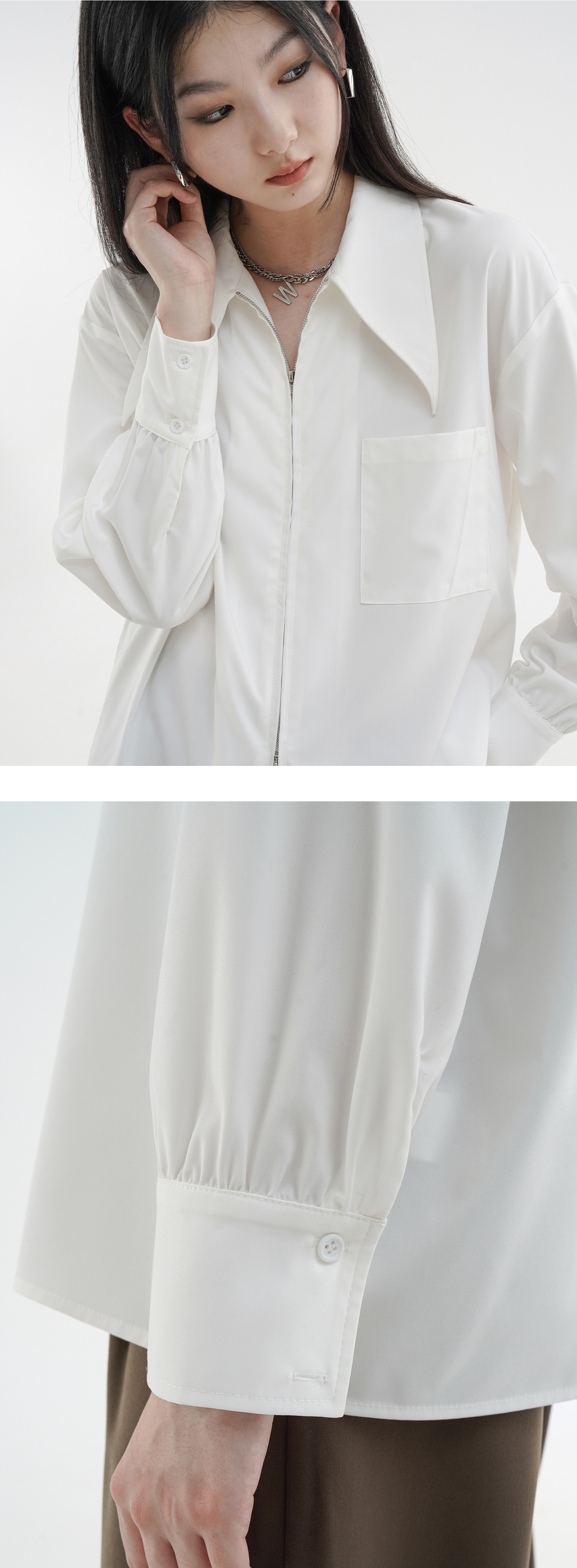 Осенняя рубашка с молнией, оверсайз, французский стиль       