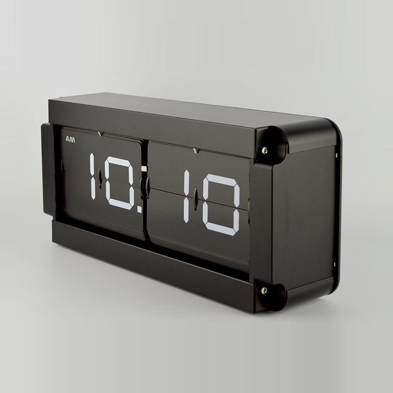 Miaoke stainless steel rectangular automatic page turning clock Creative living room simple large flop table clock pendulum clock decoration