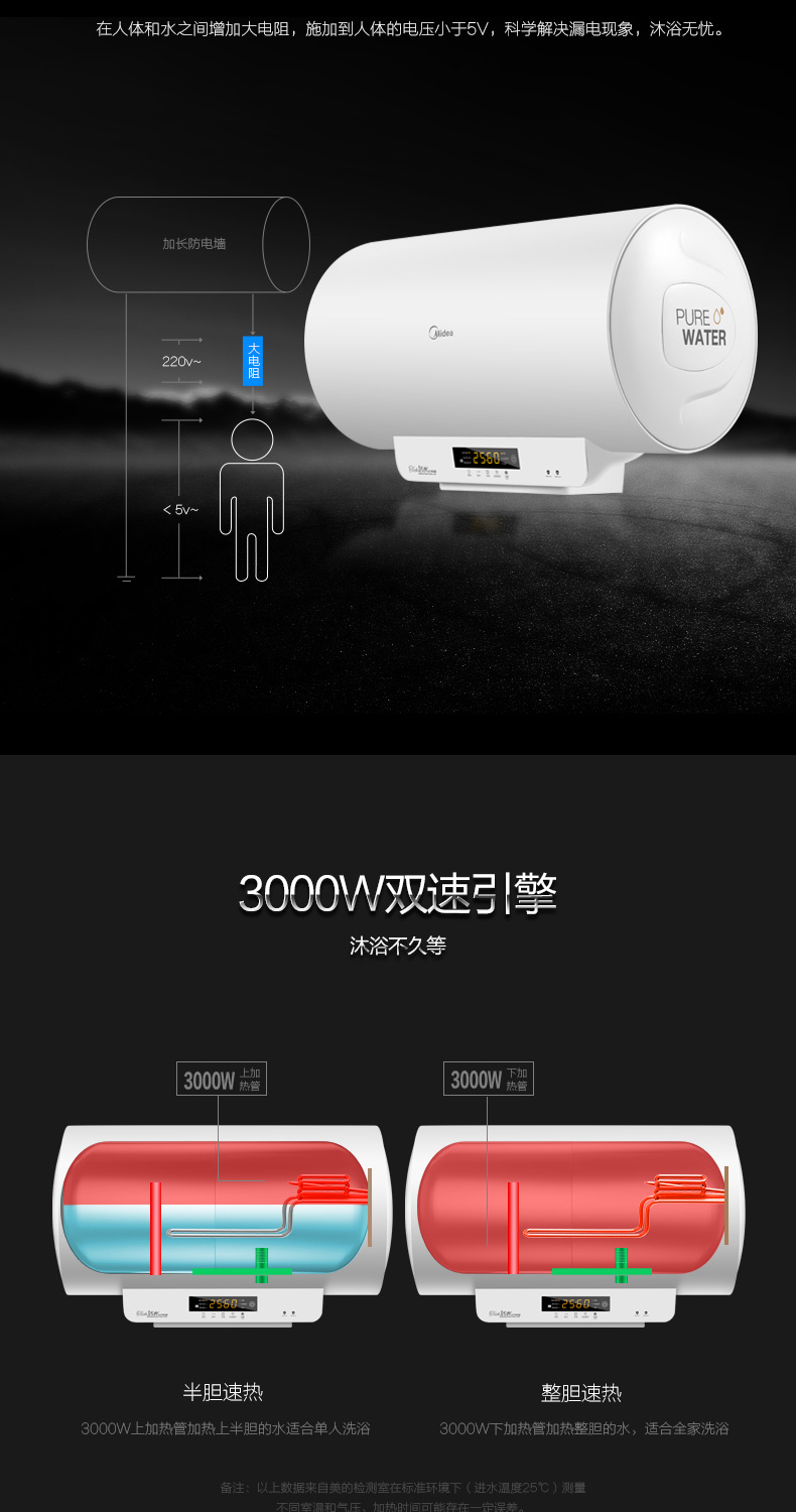 may nuoc nong nang luong mat troi Máy nước nóng Midea / Midea F60-30DQL (HEY) 60 lít tốc độ tắm nóng nhà tự động làm sạch - Máy đun nước bình nóng lạnh tân á