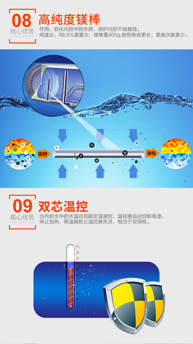 máy nóng lạnh ariston Midea Midea F50-21WA1 nâng cấp máy nước nóng bồn tắm lưu trữ nước tốc độ nước nóng tiết kiệm năng lượng nhà 50L - Máy đun nước máy nước nóng lạnh dùng de tắm