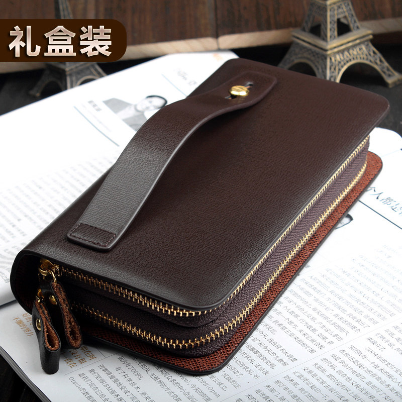 新款手拿包商务软皮大容量手包男包长款双拉链手抓包手机钱包男士