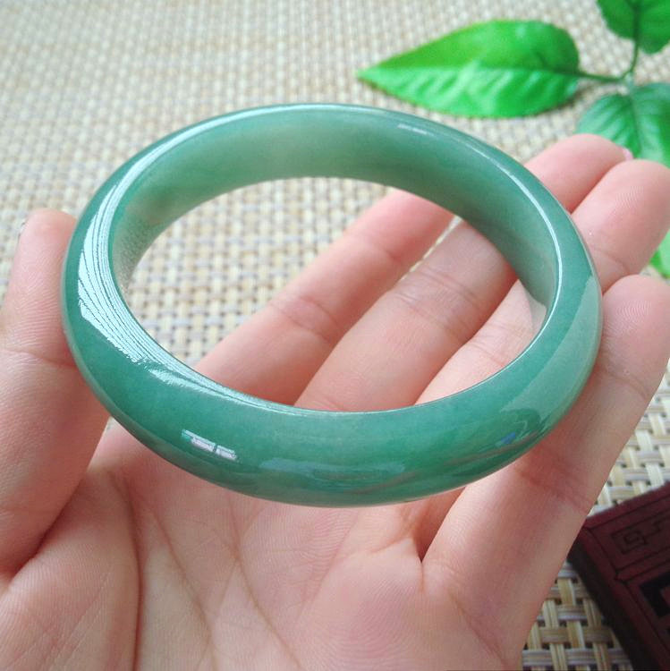 57-64 Myanmar old pit A goods jade bracelet ice waxy species on white blue green floating flower jade bracelet with national certificate