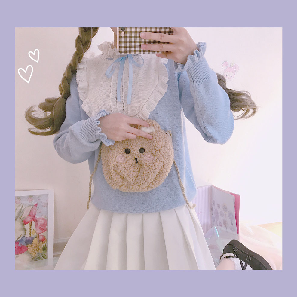 Homemade Little Maid Tạp chí Nhật Bản Sweet Girl Soft Girl Wind Ruffled Ear Ears Áo thun áo nữ trung niên