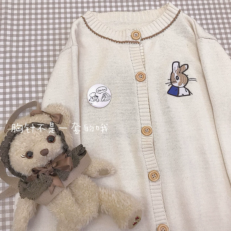 Bunny tự làm Dễ thương Lười gió mùa xuân Cô gái đan áo len bên ngoài điều hòa áo sơ mi Cô gái mềm mặc