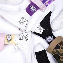 New hat City cheap cat Middle finger Cat tide brand Sports casual socks Street hip-hop black and white socks socks