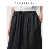CLEANFLOW | 10-летняя универсальная юбка из натурального чистого льна, легкая эластичная талия, универсальная юбка для женщин, осень 2025, новый стиль