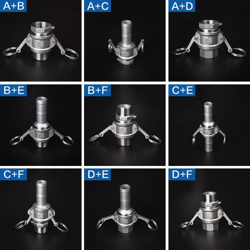 304 stainless steel quick connector pull-type quick connector hose leather hose hose connector 1 inch C F complete set