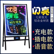 Fluorescent Small Blackboard Display Card Holder Handwritten Luminous Character Sign Light Box Standing LED Pendulum Night Market Billboard