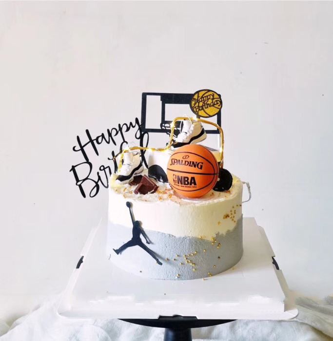 Net Red Basket Sneakers Model Cake Decoration Pendulum Black Red Basketball Model Male God Birthday Cake Decoration Pendulum-Taobao