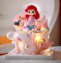 Mermaid cake decorated fish tail plugin mold shell fantasy fish scaly cake surrounding mermaid princess
