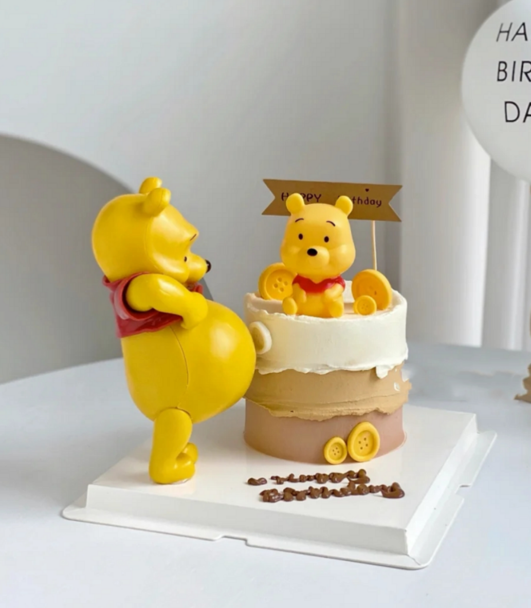 Cartoon big belly Pooh Winnie the Bear birthday cake decoration cute send wife pregnant woman birthday cake small gift